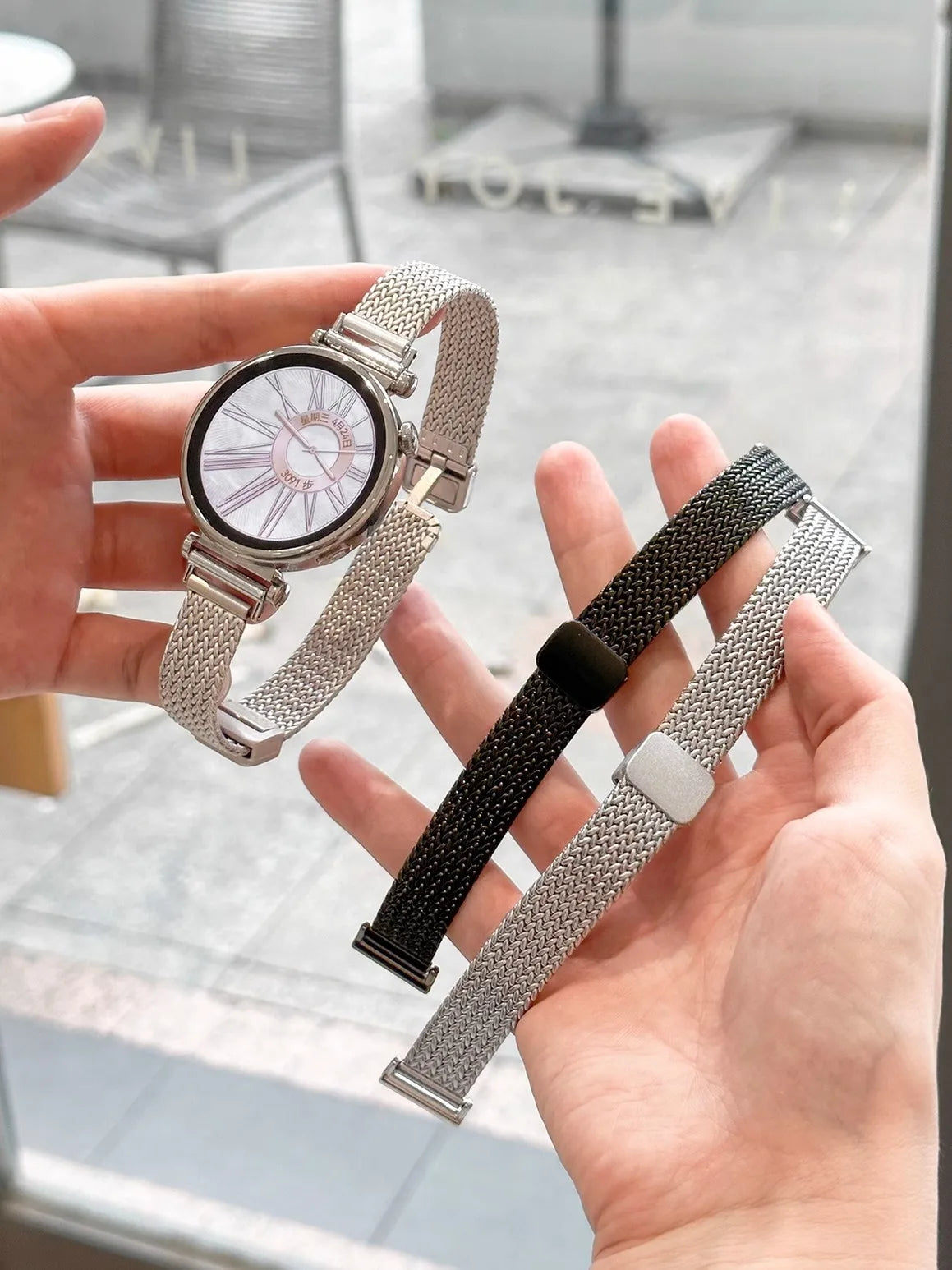 For Garmin Lily 2 Watch Strap Metal Wheatear Wheat Ear Magnetic