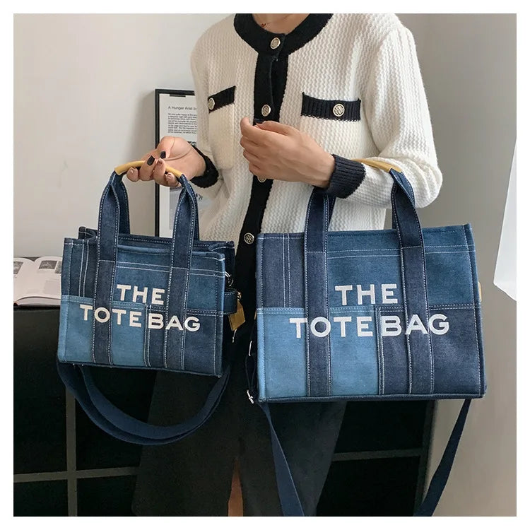 Fashion Popular Women's Tote Bag Trend Brand Denim Embroidery Crossbody Bag Classic Elegant Shoulder Bag Designer Luxury Handbag