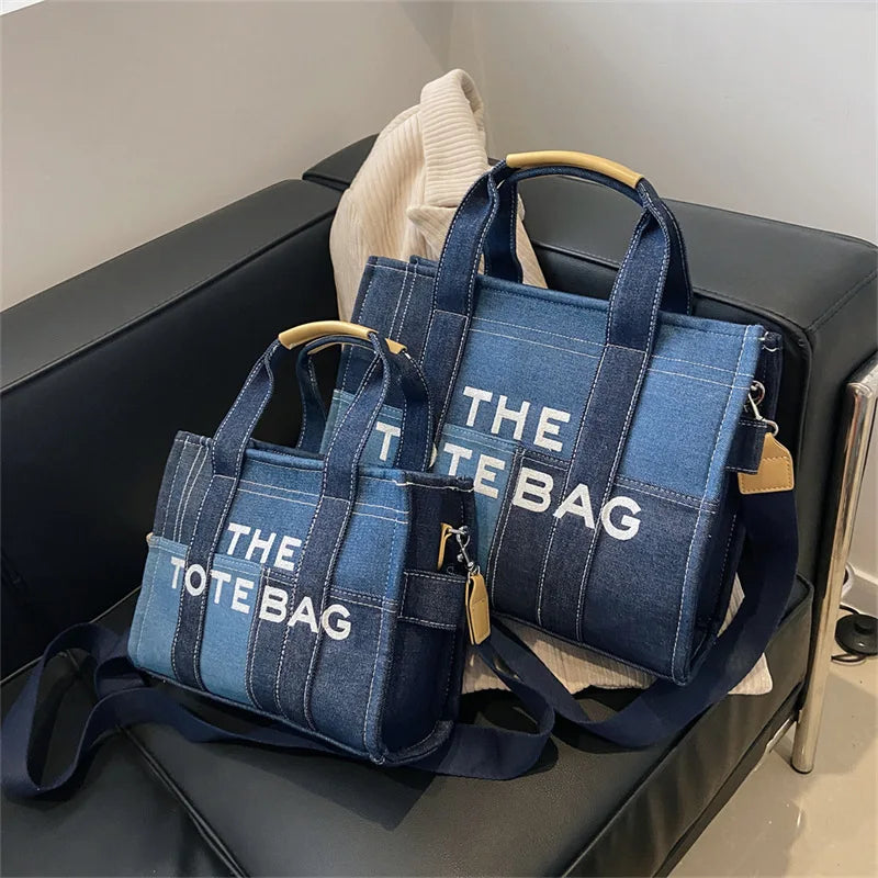 Fashion Popular Women's Tote Bag Trend Brand Denim Embroidery Crossbody Bag Classic Elegant Shoulder Bag Designer Luxury Handbag