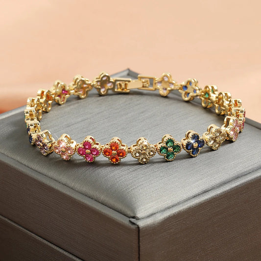 Exquisite, Cute, Sweet, Sparkling Crystal Jewelry Gift Piece, Rainbow Colored Lilac Zircon Bracelet, Fashionable Charm, Gorgeous