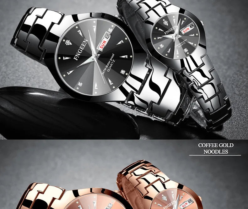2023 FNGEEN 5808 Relogio Feminino Couple Watch Men Quartz watch for Lovers Luxury Womens wristwatch Stainless Steel Waterproof