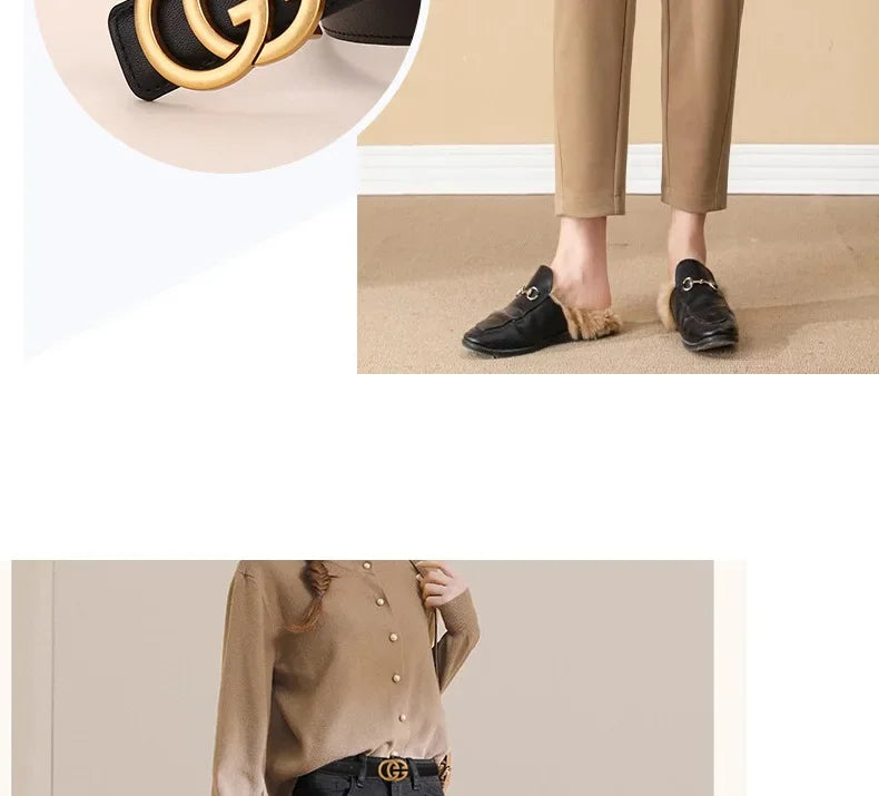 Women's Casual Denim Buckle Decorative Waistband for Students Top Quality Leather Belt Versatile Simple Style Female Accessories