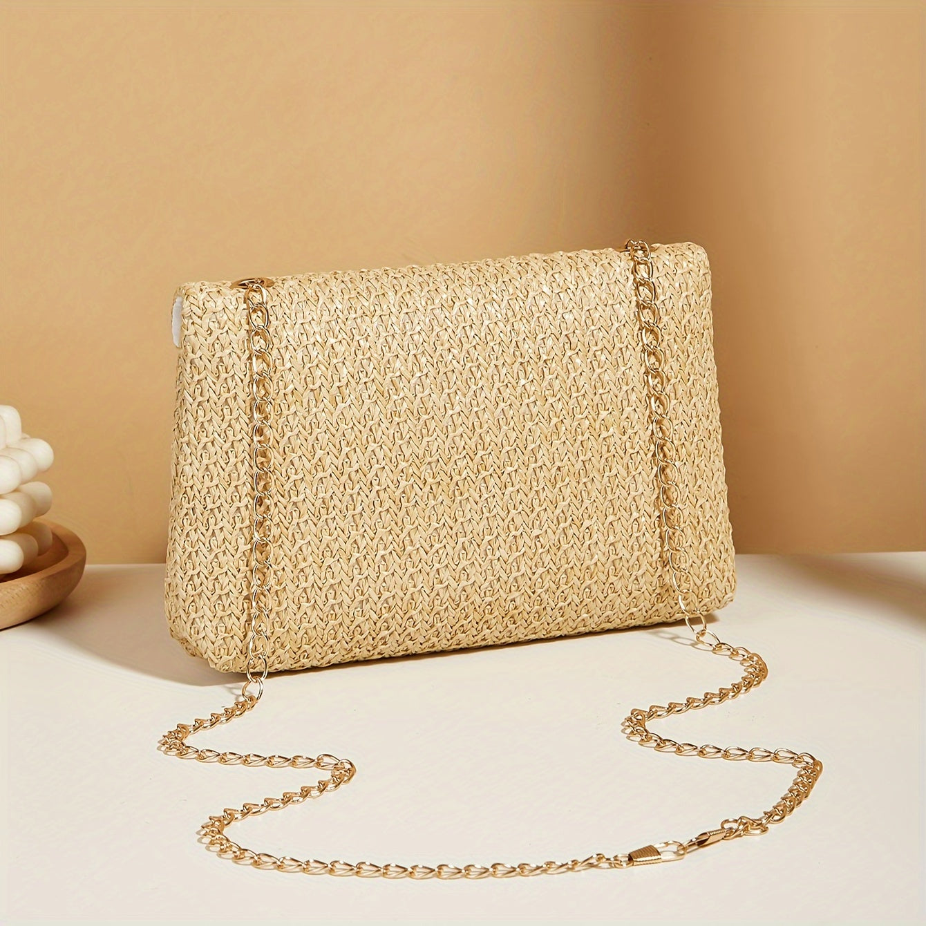 Stylish Woven Shoulder Bag - Crossbody Bags with Chain Strap