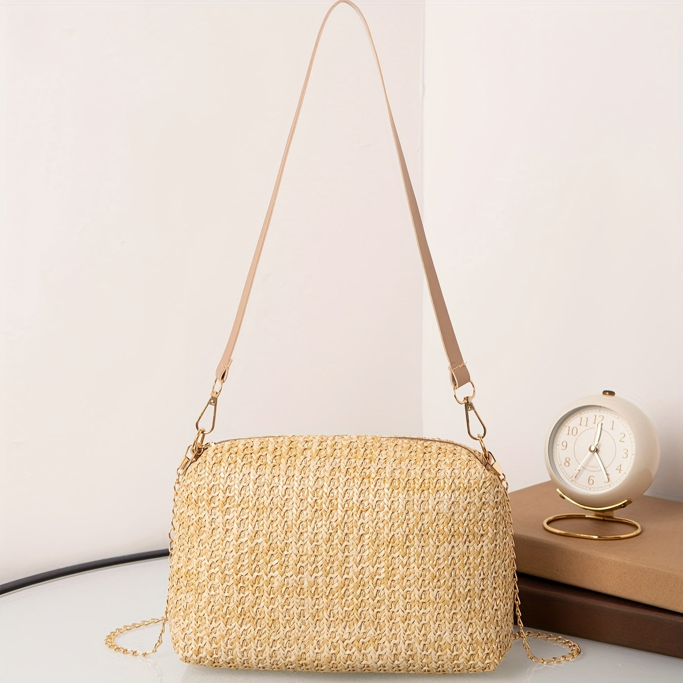 Stylish Woven Shoulder Bag - Crossbody Bags with Chain Strap