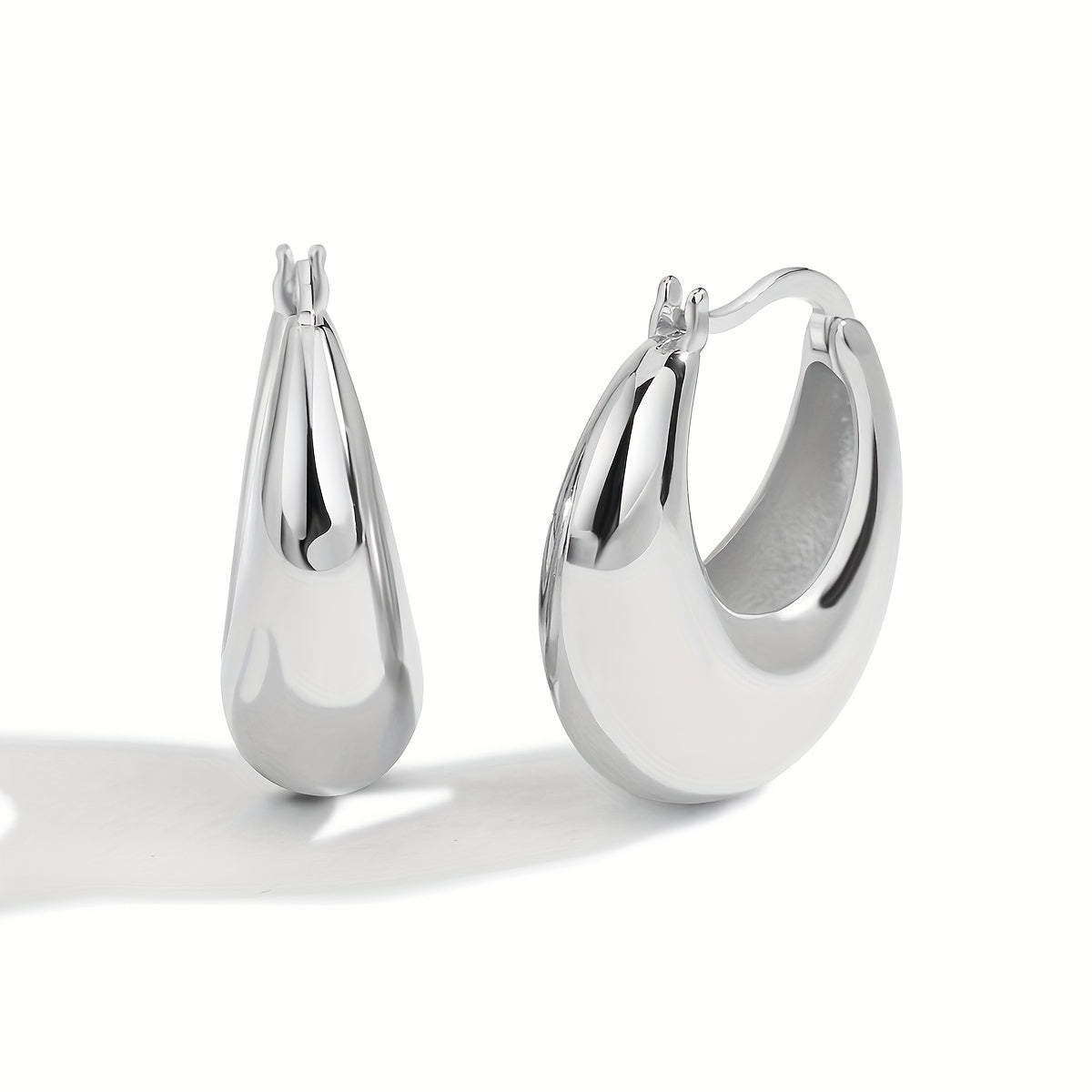 1 Pair Charm-In Elegant Hoop Earrings, 18K Golden Plated Copper,