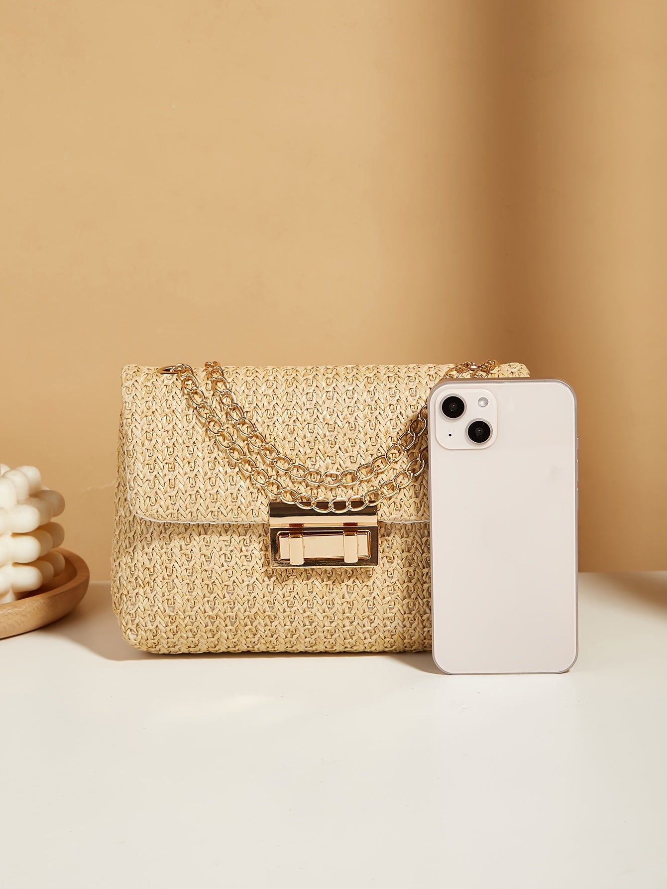 Stylish Woven Shoulder Bag - Crossbody Bags with Chain Strap