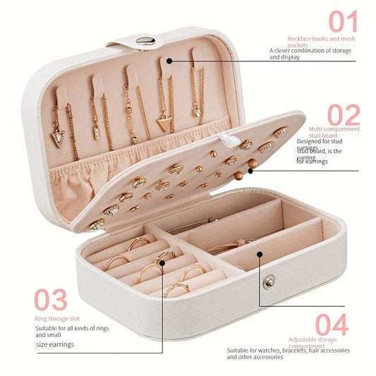 [1 Portable Jewelry Travel Case] 1pc Jewelry Travel Case, Travel Jewelry Organizer, Portable Jewelry Box Storage Organizer, Aesthetic Room Decor, Home Decor, Kitchen Accessories, Bathroom Decor, Bedroom Decor Jewelry Boxes